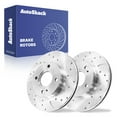 thumbnail image 1 of AutoShack Front Vented Drilled & Slotted Silver Zinc Coated Brake Rotors 2-PC Set Replacement for 2011-2019 Ford Fiesta 2016-2019 Ford Figo SilverShield Pro 10.15" (257.9 mm), 1 of 5