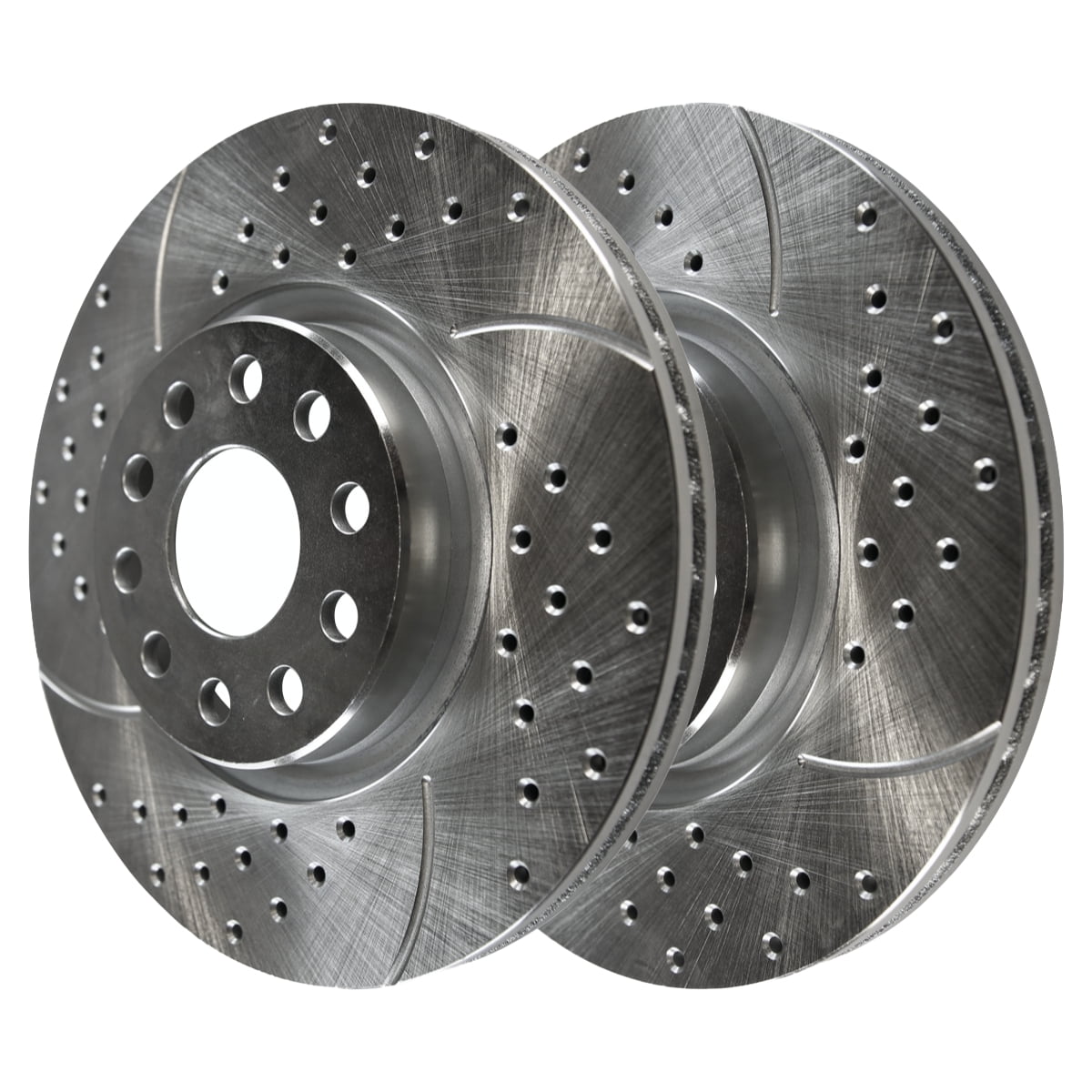 AutoShack Front Drilled Slotted Brake Rotors Silver Set of 2 Driver and