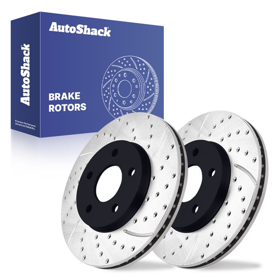 AutoShack Front Drilled & Slotted E-Coated Brake Rotors 10.85" (275.7 mm), 2pcs, Compatible with Chevrolet HHR 2006-2011 FWD 2.2L 2.4L