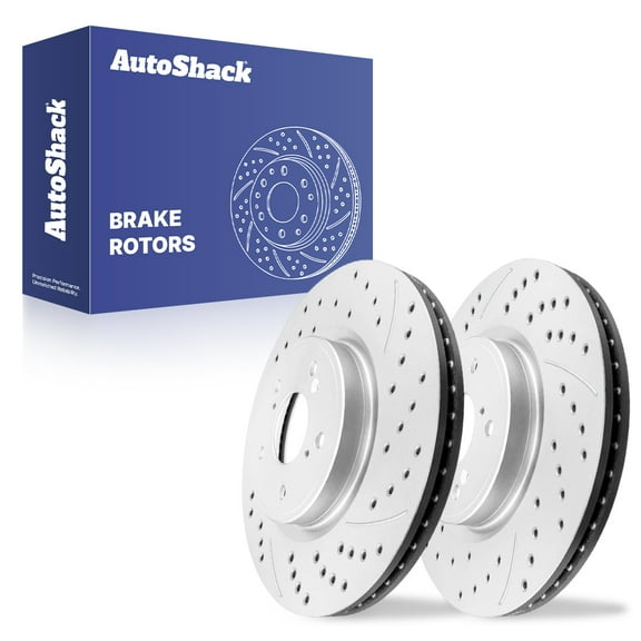AutoShack 12.28" (312 mm) Front Vented Drilled & Slotted Brake Rotors Coated | Replacement for 2017-2025 Honda CR-V 2018-2024 Honda Accord | Silver Matte Finish | 2-PC Set | TurboGuard