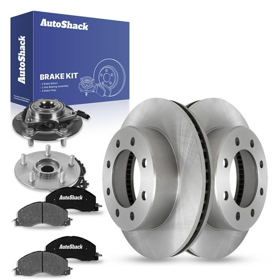 AutoShack Front Brake Rotors, Ceramic Pads & Hub Bearing Assemblies for Ram, 1500 2012, 4WD RWD V6 3.7L V8 4.7L 5.7L - 14.17" (360 mm), 8-Lug