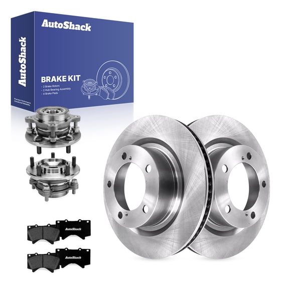 AutoShack Front Brake Rotors, Premium Pads & Hub Bearing Assemblies for Toyota, Tundra 2007-2018 Sequoia 2008-2018, 4WD V6 4.0L V8 4.6L 4.7L 5.7L - 13.9" (353 mm), 5-Lug