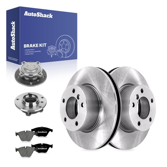 AutoShack Front Brake Rotors, Premium Pads & Hub Bearing Assemblies for BMW, 128i 2008-2013 328i 2007, RWD L6 3.0L - 11.81" (300 mm), 5-Lug