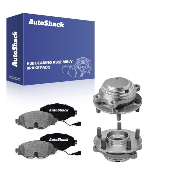 AutoShack Front Ceramic Brake Pads & Hub Bearing Assemblies for Nissan, Z 2023, RWD V6 3.0L - 5-Lug, with ABS