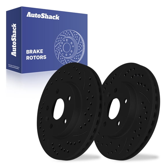 AutoShack Front Brake Rotors for Chevrolet, Cruze 2011-2019 Sonic 2012-2020 Bolt EV 2017-2023, FWD L4 1.4L 1.6L 1.8L - E-Coated Drilled & Slotted - Black Finish - NightGuard - 10.87" (276 mm), 5-Lug