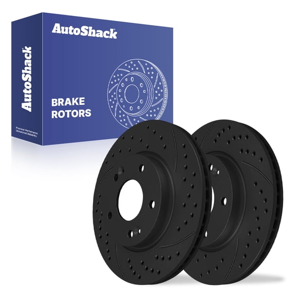 AutoShack Front Brake Rotors for Hyundai & Kia, Elantra 2011-2020 Soul 2014-2022, FWD L4 1.4L 1.6L 1.8L 2.0L - E-Coated Drilled & Slotted - Black Finish - NightGuard - 11.02" (280 mm), 5-Lug