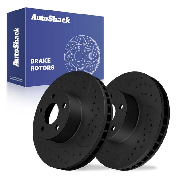 AutoShack Front Brake Rotors for Subaru, Impreza 1998-2016 Legacy 1991-2005, AWD FWD H4 2.0L 2.2L 2.5L - E-Coated Drilled & Slotted - Black Finish - NightGuard - 10.87" (276.2 mm), 5-Lug