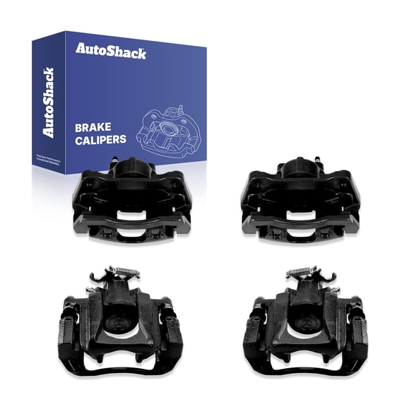AutoShack Front & Rear Black Brake Calipers for Dodge, Chrysler, Volkswagen & Ram, Grand Caravan 2008-2016 Town & Country 2008-2016 Routan 2009-2014 C/V 2012-2015, FWD V6 3.3L 3.6L 3.8L 4.0L