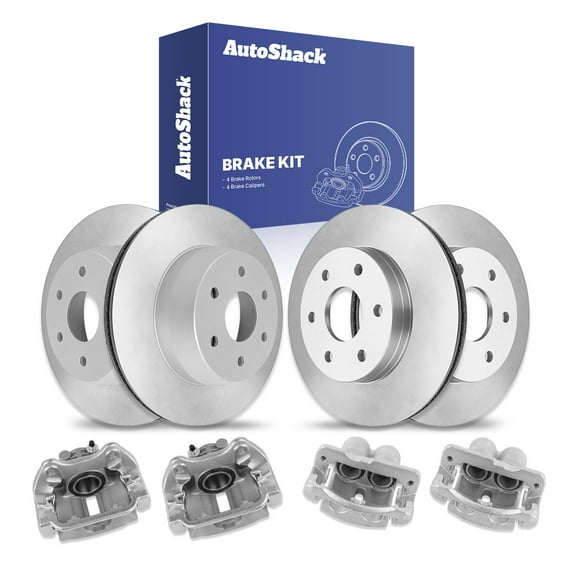 AutoShack Front & Rear Brake Rotors Calipers | Replacement for 2003-2004 Chevrolet Silverado 1500 2003-2004 GMC Sierra 1500 4.3L 4.8L 5.3L 6.0L V6 V8 4WD AWD RWD | 8-PC Brake Kit