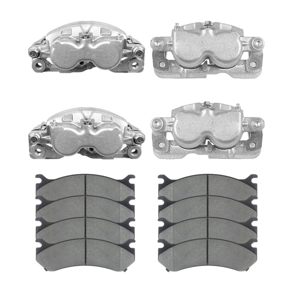 AutoShack Front and Rear Brake Calipers and Ceramic Pads Kit Set Replacement for 2005 Chevrolet Silverado 1500 HD 2005 GMC Sierra 1500 HD 6.0L V8 4WD RWD BRK030661646