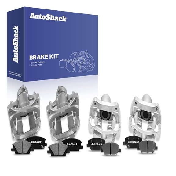 AutoShack Front & Rear Brake Calipers & Ceramic Brake Pads for Chevrolet, GMC & Buick, Equinox 2018-2020 Terrain 2018-2020 Regal Sportback 2018-2019, FWD 4WD L4 2.0L