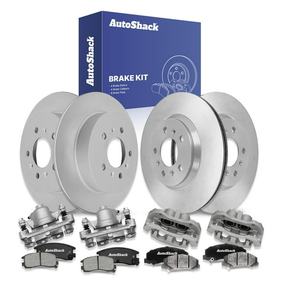 AutoShack Front Vented & Rear Solid Brake Rotors + Ceramic Pads + Calipers 16-PC Brake Kit Replacement for 2006-2010 Chevrolet Impala 2006-2007 Chevrolet Monte Carlo