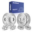 thumbnail image 1 of AutoShack Front & Rear Brake Rotors & Calipers for Mitsubishi, Lancer 2008-2016 Outlander 2008-2013, FWD AWD L4 2.0L 2.4L - Silver Zinc Coated Drilled & Slotted - SilverShield Pro, 1 of 5