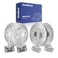 thumbnail image 1 of AutoShack Front Vented & Rear Solid Drilled & Slotted Silver Zinc Coated Brake Rotors + Calipers 8-PC Brake Kit Replacement for 2008-2009 Honda Accord 2009-2014 Acura TSX SilverShield Pro, 1 of 5