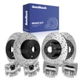 thumbnail image 1 of AutoShack Front & Rear Brake Rotors & Calipers for Subaru, Impreza 2008-2014 Forester 2009-2013 WRX 2013-2014, AWD H4 2.5L - E-Coated Drilled & Slotted - ShadowGuard, 1 of 5