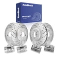 thumbnail image 1 of AutoShack Front Vented & Rear Solid Drilled & Slotted Silver Zinc Coated Brake Rotors + Calipers 8-PC Brake Kit Replacement for 2006-2009 Chrysler 300 2010 Dodge Charger SilverShield Pro, 1 of 5