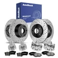 thumbnail image 1 of AutoShack Front Vented & Rear Solid Drilled & Slotted E-Coated Brake Rotors + Premium Ceramic Pads + Calipers 16-PC Brake Kit Replacement for 2003-2007 Honda Accord 2004-2008 Acura TSX ShadowGuard, 1 of 5