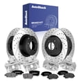thumbnail image 1 of AutoShack Front Vented & Rear Solid Drilled & Slotted E-Coated Brake Rotors + Premium Ceramic Pads + Calipers 16-PC Brake Kit Replacement for 2011 Mitsubishi Lancer ShadowGuard, 1 of 4