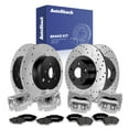 thumbnail image 1 of AutoShack Front & Rear Brake Rotors, Premium Pads & Calipers for Subaru, Forester 2014-2018 XV Crosstrek 2013-2015 Crosstrek 2016-2017, AWD H4 2.0L 2.5L - E-Coated Drilled & Slotted - ShadowGuard, 1 of 5