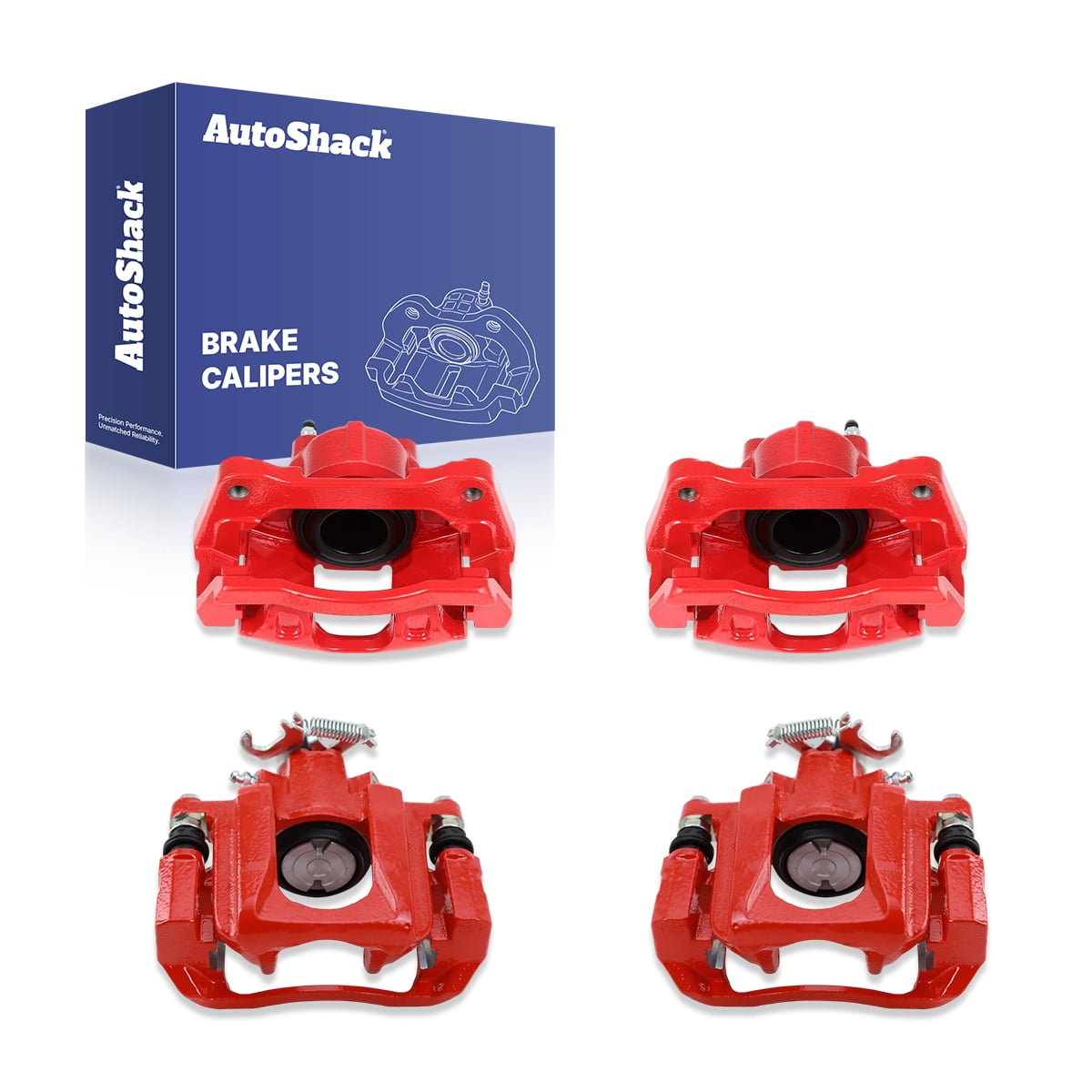AutoShack Front & Rear Red Brake Calipers for Dodge, Chrysler, Volkswagen & Ram, Grand Caravan 2008-2016 Town & Country 2008-2016 Routan 2009-2014 C/V 2012-2015, FWD V6 3.3L 3.6L 3.8L 4.0L