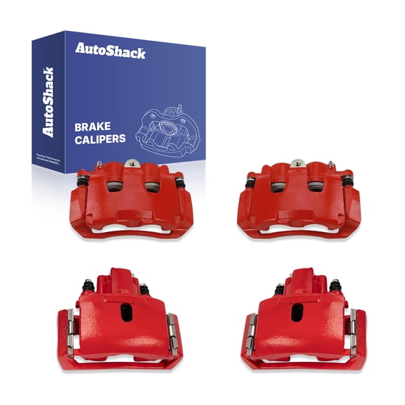 AutoShack Front & Rear Red Brake Calipers for Ram, Dodge & Chrysler, 1500 2011-2018 Ram 1500 2009-2010 Aspen 2007-2009 Durango 2007-2009, 4WD RWD V6 3.0L 3.6L 3.7L V8 4.7L 5.7L