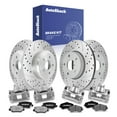 thumbnail image 1 of AutoShack Front Vented & Rear Solid Drilled & Slotted Silver Zinc Coated Brake Rotors + Ceramic Pads + Calipers 16-PC Brake Kit Replacement for 2013-2017 Jeep Wrangler SilverShield Pro, 1 of 4
