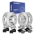 thumbnail image 1 of AutoShack Front Vented & Rear Solid Drilled & Slotted Silver Zinc Coated Brake Rotors + Ceramic Pads + Calipers 16-PC Brake Kit Replacement for 2014 Volkswagen Jetta SilverShield Pro, 1 of 5