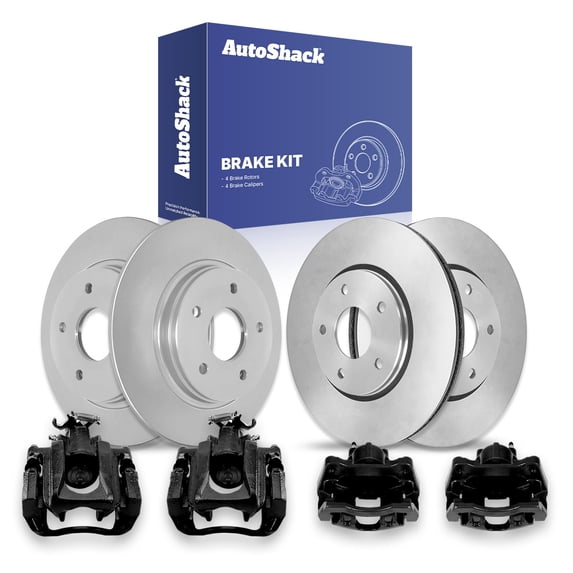 AutoShack Front & Rear Brake Rotors & Black Calipers for Dodge, Chrysler, Ram & Volkswagen, Grand Caravan 2008-2016 Town & Country 2008-2016 C/V 2012-2015 Routan 2009-2010, FWD V6 3.3L 3.6L 3.8L 4.0L