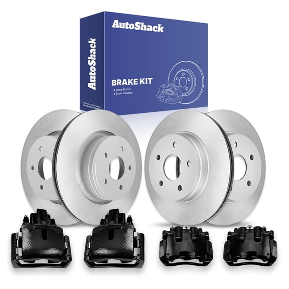 AutoShack Front & Rear Brake Rotors & Black Calipers for Ram, Chrysler & Dodge, 1500 2011-2018 1500 Classic 2019-2023 Aspen 2007-2009 Durango 2007-2009, 4WD RWD V6 3.0L 3.6L 3.7L V8 4.7L 5.7L