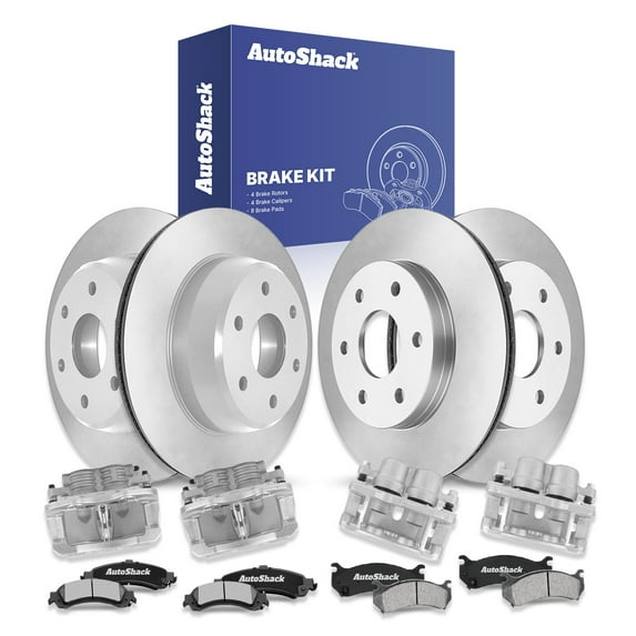 AutoShack Front Vented & Rear Vented Brake Rotors + Ceramic Pads + Calipers 16-PC Brake Kit Replacement for 2000-2006 GMC Yukon 2000-2006 Chevrolet Tahoe 2000-2006 GMC Yukon XL 1500