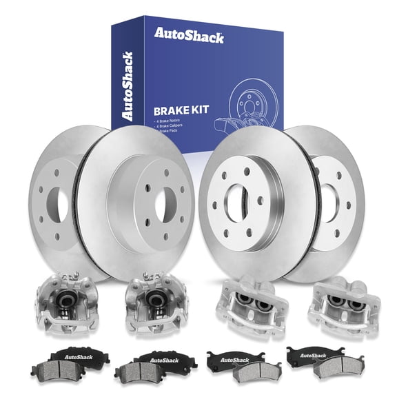 AutoShack Front Vented & Rear Vented Brake Rotors, Pads & Calipers, Compatible with Chevrolet Silverado 1500 1999-2002 4WD RWD 4.3L 4.8L 5.3L