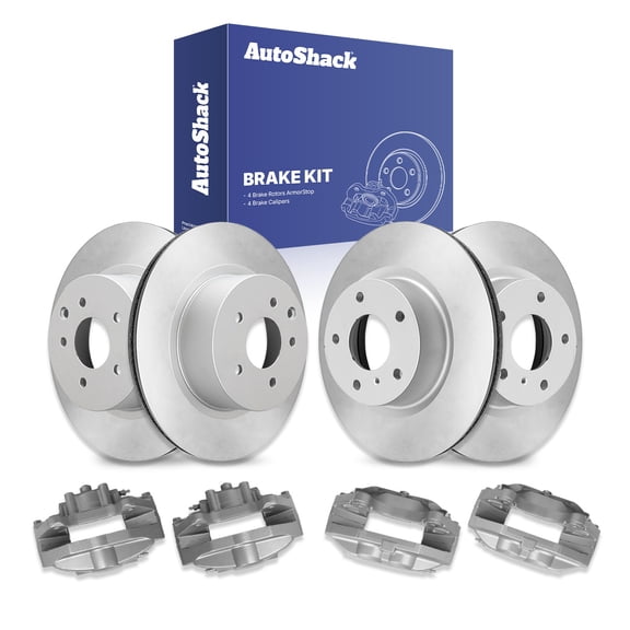 AutoShack Front & Rear Brake Rotors Calipers | Replacement for 2009-2011 INFINITI G37 2014 Nissan 370Z 3.7L V6 RWD | Coated | 8-PC Brake Kit | ArmorStop