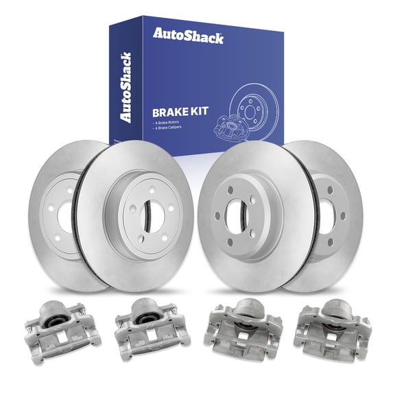 AutoShack Front Vented & Rear Vented Brake Rotors + Calipers 8-PC Brake Kit Replacement for 2006-2011 Dodge Charger