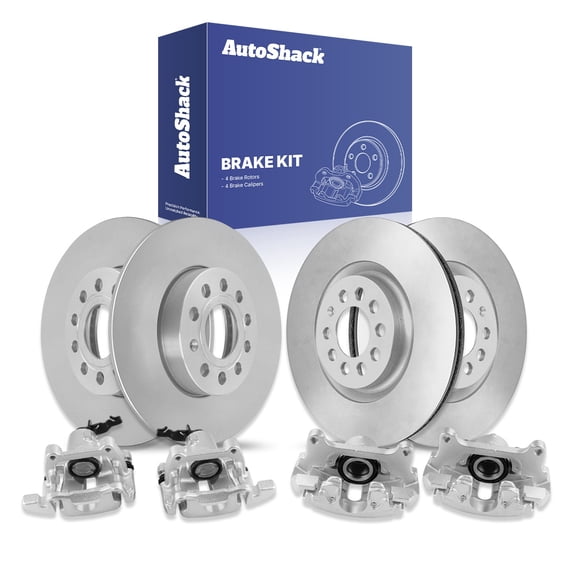 AutoShack Front & Rear Brake Rotors & Calipers for Volkswagen & Audi, Jetta 2005-2009 A3 2008, FWD L4 2.0L L5 2.5L