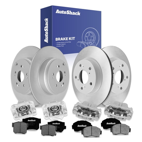 AutoShack Front & Rear Brake Rotors Ceramic Brake Pads Calipers | Replacement for 2012-2016 Honda CR-V 2.4L AWD | Coated | 16-PC Brake Kit | ArmorStop