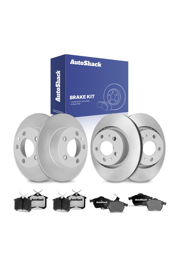 Front & Rear Brake Rotors & Ceramic Pads for Volkswagen, Golf 1999, 2001, FWD L4 1.8L V6 2.8L - Coated - ArmorStop