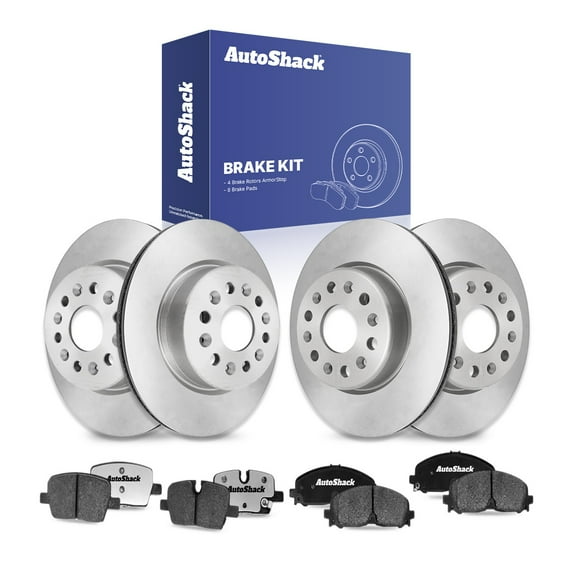 AutoShack Front & Rear Brake Rotors & Ceramic Pads for Chevrolet & GMC, Traverse 2021-2025 Blazer 2021-2024 Acadia 2021-2023, 2025, 4WD FWD AWD L4 2.0L 2.5L V6 3.6L - Coated - ArmorStop