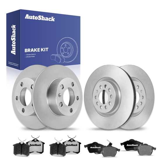 AutoShack Front & Rear Brake Rotors & Ceramic Pads for Volkswagen, Jetta 2005, FWD L4 1.8L 1.9L 2.0L