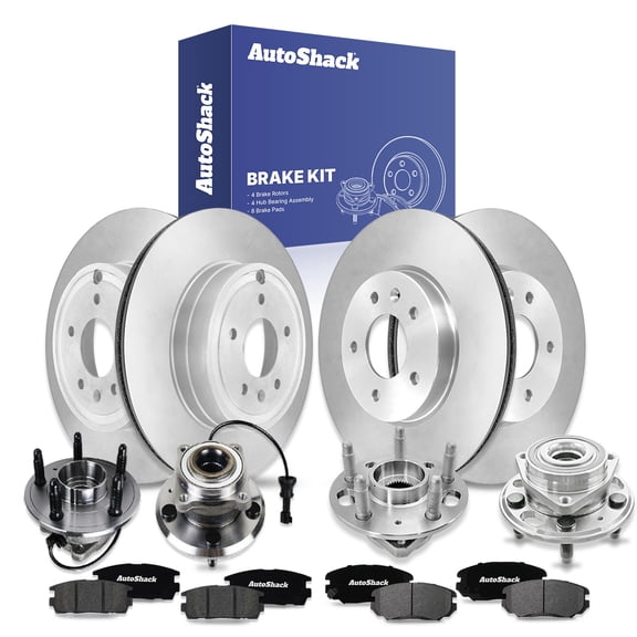 AutoShack Front & Rear Brake Rotors, Ceramic Pads & Hub Bearing Assemblies for Chevrolet & GMC, Equinox 2010-2017 Terrain 2010-2017, AWD FWD L4 2.4L V6 3.0L 3.6L