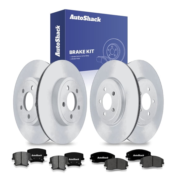 AutoShack Front & Rear Brake Rotors & Ceramic Pads for Dodge & Chrysler, Challenger 2012-2013, 2015-2018 Charger 2012-2013 300 2023, AWD RWD V6 3.6L - Coated - ArmorStop