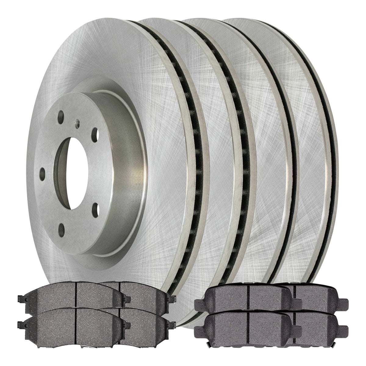 AutoShack Front and Rear Brake Rotors and Ceramic Pads Kit Replacement