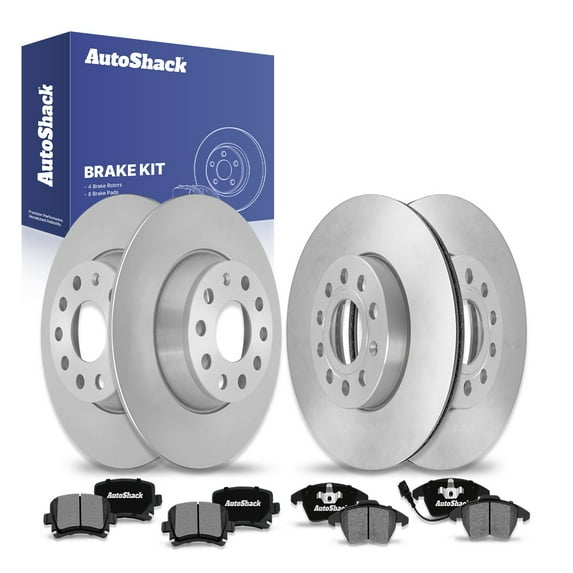 AutoShack Front & Rear Brake Rotors & Ceramic Pads for Volkswagen & Audi, Jetta 2005-2010 Rabbit 2006-2009 Eos 2009-2011 Golf 2010 A3 2009 A3 Quattro 2009, FWD AWD L4 1.8L 1.9L 2.0L L5 2.5L V6 3.2L