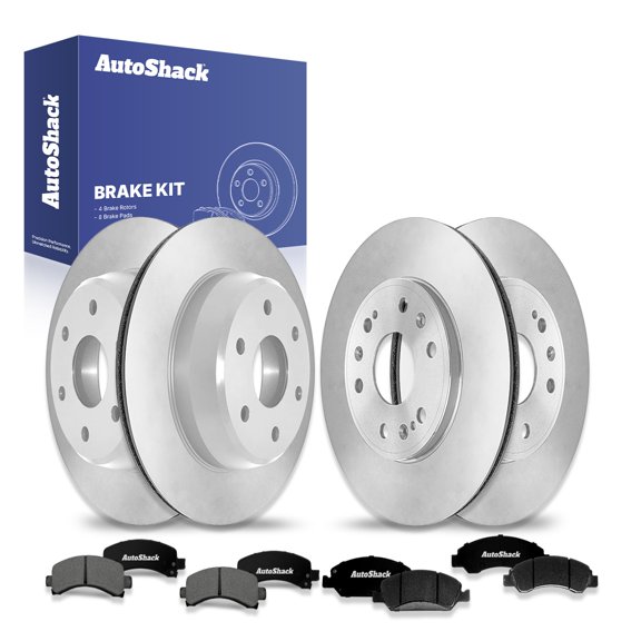 AutoShack Front & Rear Brake Rotors Premium Ceramic Brake Pads | Replacement For 2009-2014 Chevrolet Express 1500 2009-2014 GMC Savana 1500 4.3L 5.3L V6 V8 AWD RWD | 12-PC Brake Kit