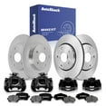 thumbnail image 1 of AutoShack Front Vented & Rear Solid Coated Brake Rotors + Premium Ceramic Pads + Calipers Black 16-PC Brake Kit Replacement for 2008-2011 Dodge Grand Caravan 2009-2010 Volkswagen Routan ArmorStop, 1 of 5