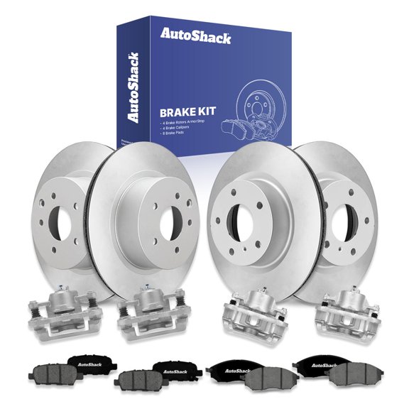 AutoShack Front & Rear Brake Rotors Premium Ceramic Brake Pads Calipers | Replacement for 2006-2009 INFINITI M35 M45 2007 G35 3.5L 4.5L V6 V8 AWD RWD | Coated | 16-PC Brake Kit | ArmorStop