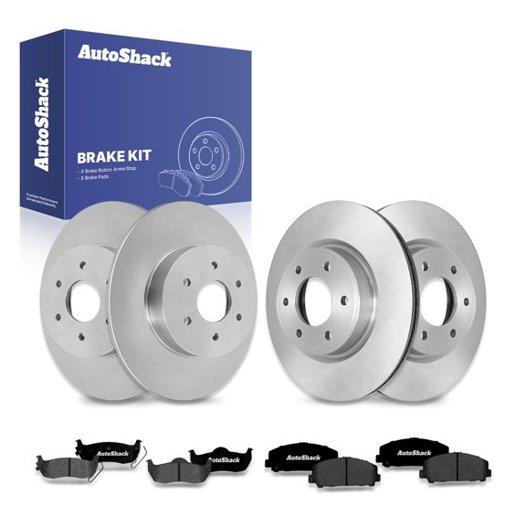 AutoShack Front & Rear Brake Rotors Premium Ceramic Brake Pads | Replacement For 2011-2015 Nissan TITAN 2012-2015 Armada 5.6L V8 4WD RWD | Coated | 12-PC Brake Kit | ArmorStop