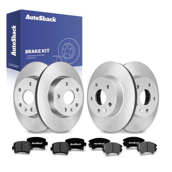 AutoShack Front Vented & Rear Vented Coated Brake Rotors + Premium Ceramic Brake Pads 12-PC Brake Kit Replacement for 2016 Buick LaCrosse 2011 Saab 9-5 ArmorStop