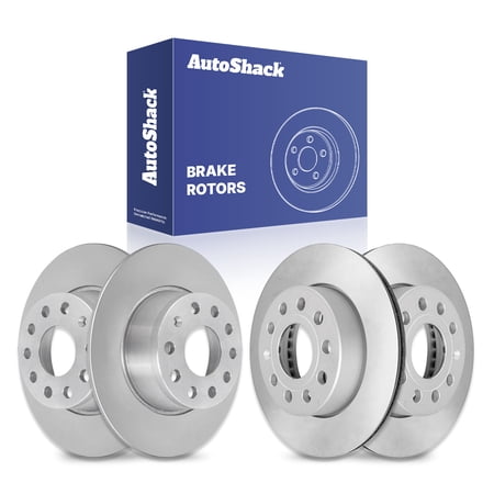 AutoShack Front & Rear Brake Rotors for Volkswagen, Jetta 2005-2018 Taos 2022-2024 Golf 2010-2021 Beetle 2012-2015, FWD AWD L4 1.4L 1.5L 1.8L 1.9L 2.0L L5 2.5L - Coated - ArmorStop