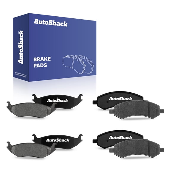 AutoShack Front & Rear Ceramic Brake Pad Set for Ram, Dodge & Chrysler, 1500 2011-2018 Ram 1500 2006-2010 Aspen 2007-2009 Durango 2007-2009, 4WD RWD V6 3.0L 3.6L 3.7L V8 4.7L 5.7L