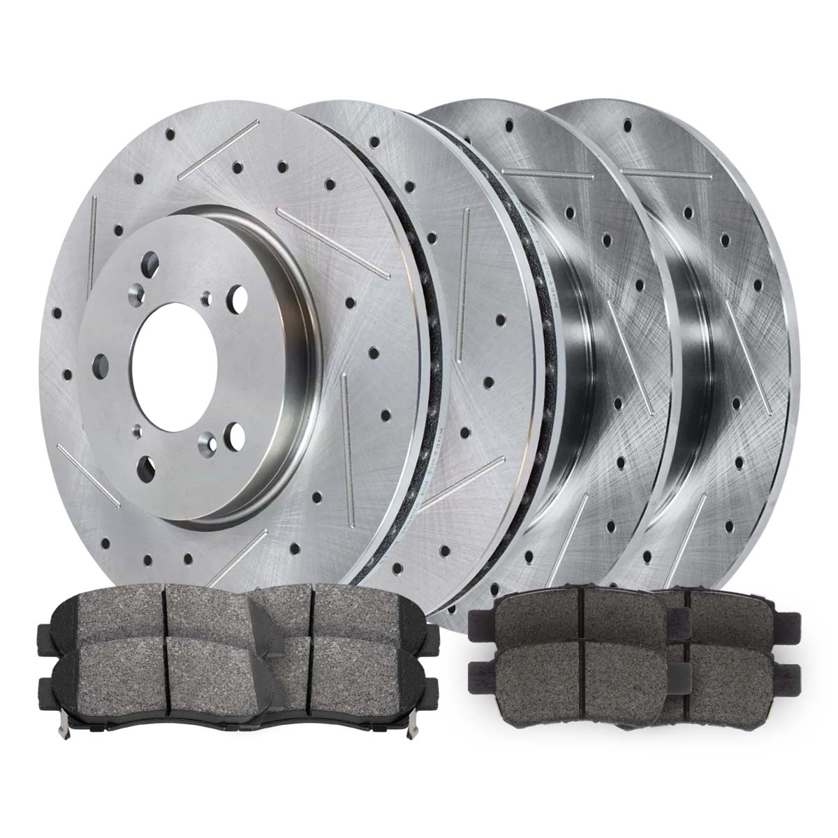 Hicks Front Brake Rotors & Pads Kit For 2005-2010 Honda Odyssey - Slotted, Ceramic Pads